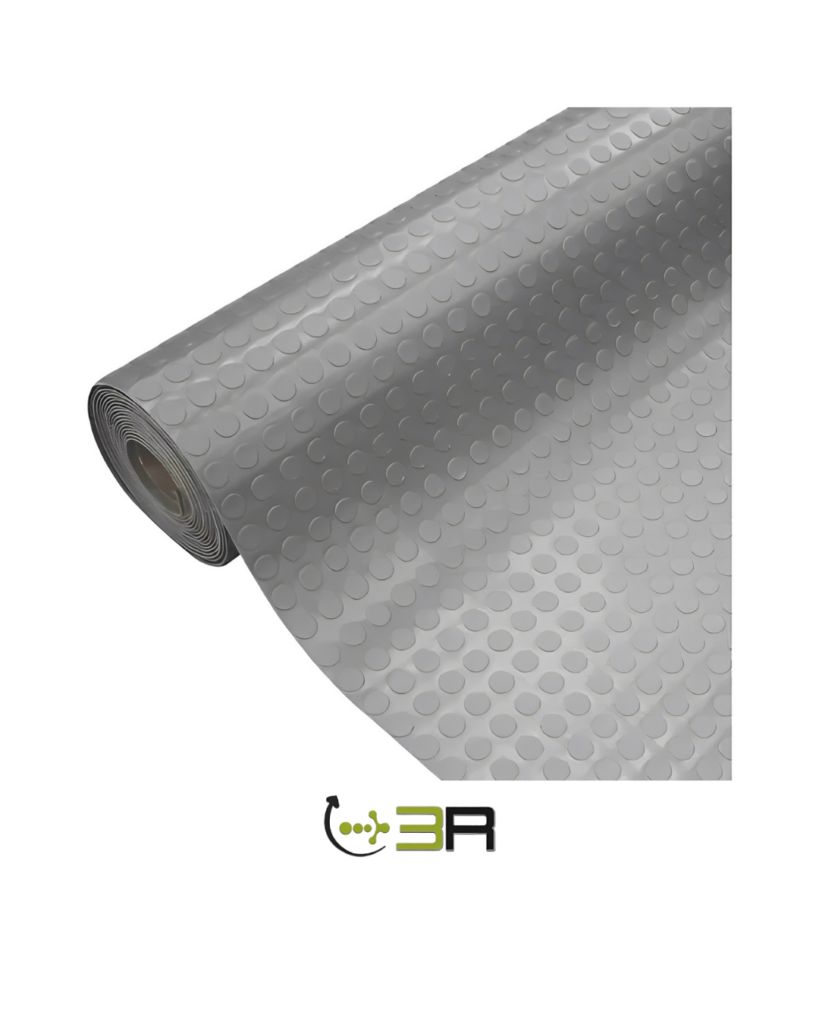 5m² - Piso De Borracha Moeda cinza 3mm X Larg 80cm X Comp 5m