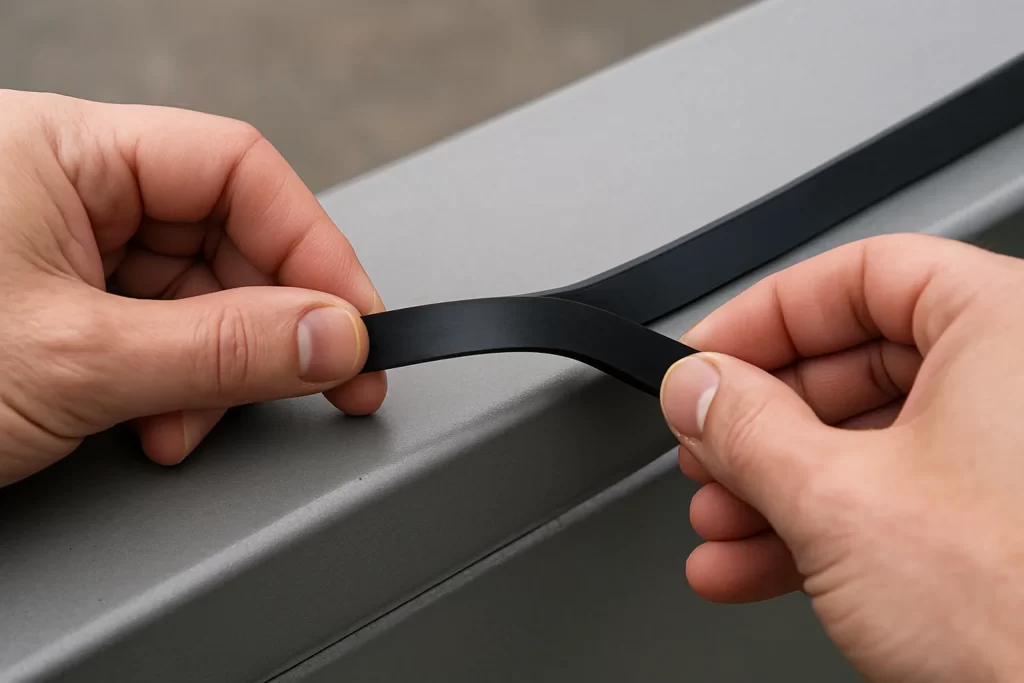 Fita de borracha sendo aplicada